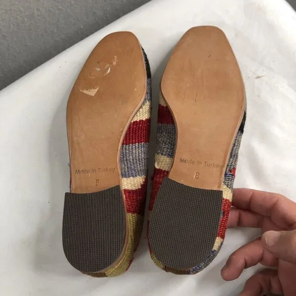 Turkish Kilim Shoes Womens 6 Wool Embroidered Carpet Loafers Indie Boho Art - Picture 10 of 16